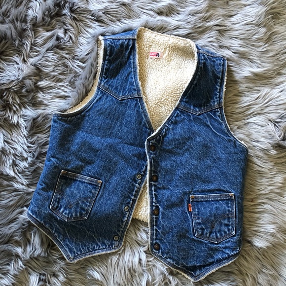 Vintage 7s Levis Sherpa Vest Orange Tab 